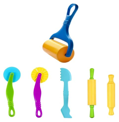 Funbero Knetwerkzeug ab 3 Jahre, 6Pcs Knete Zubehör Kinder,Werkzeug Knetset Set Knet Werkzeug, Küchenspielzeug Lernspielzeug für Kinder