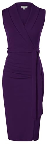 GRACE KARIN Women's Bodycon Dress Sleeveless Shawl V-Neck Wrap Midi Business Work Dresses with Belt for Cocktail Formal Party Office
