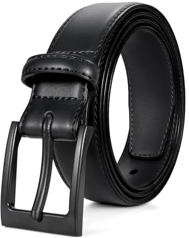 SUOSDEY Nickelfritt läderbälte för män TSA icke metall allergivänligt herrbälte med svart spänne, 01 svart, Fit waist size 41-45