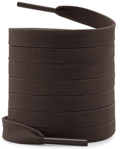 WEGOODZF platt bomull vaxade skosnören: 8 mm breda skosnören, 10 mörkbrun, 120CM (47)