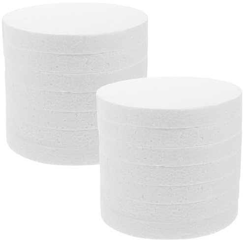 FIXOSHEE 16 Pezzi Vassoio per Torta in Schiuma Rigido Bianco Disco Rotondo 15 CM Spessore 2 CM Supporto Decorazioni Fai da Te per Pasticceria e Feste