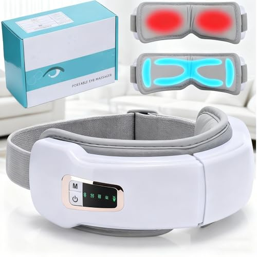 4-in-1 Eye Massager with Heat & Bluetooth Music- Foldable Heated Electric Eye Mask Massager with 5 Modes, Smart Eye Massager for Eye Fatigue Relief