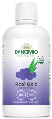 Dynamic Health 946ml 100 Percent Pure Organic Acai Gold Acai Juice