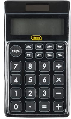 Idena 505126 - Taschenrechner TR 800, solarbetrieben, 8-stelliges Display, schwarz, 1 Stück
