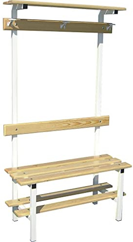 Softee - Panca da spogliatoio semplice con scarpiera, appendiabiti e ripiano superiore 1 m.