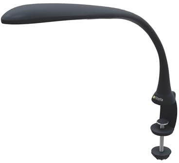 Stella Edge Premium 10W LED Desk Clamp Task Lamp-Black-Adjustable Dimmable Low Vision Natural Table Light - Bright Macular Degeneration Aid Lighting - Hobby, Crafting, Sewing, Artist, Reading, Office