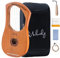 Mulucky Lyre Harp 7 Metall-Stahlsaiten Knochen Sattel Mahagoni Lyre Instrument mit Stimmschlüssel und schwarzer Gigbag - MLH701