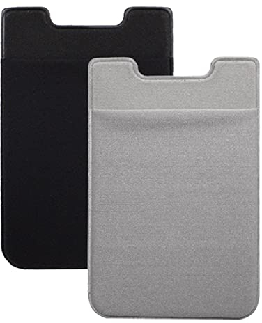 2 Piezas Soporte para Tarjeta de teléfono Tarjeta de teléfono Celular Wallet Stick on Wallet Tarjetero de teléfono Phone Pocket Pouch Stretchy Phone Sleeve Gris, Negro