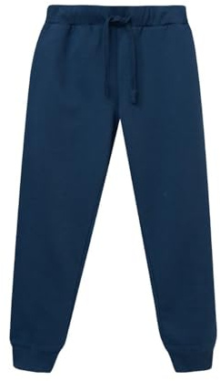 WINKIKI Kids Wear unisex barn, pojkar, flickor, byxor, sweatpants träningsbyxor med dragsko och sidofickor av 100 % bomull., marinblå, 170