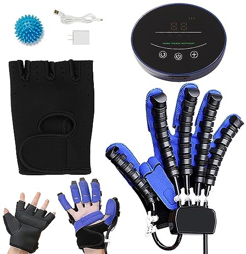 XNKLPY Mano Función Rehabilitación Robot Guantes Hemiplegia Accidente Cerebrovascular Dedos Rehabilitación Trainer Guantes de Fisioterapia(A:Mano Izquierda B:Mano Derecha)(Size:B XL,Color:Azul)