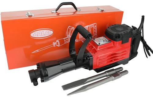 Demolition Hammer Breaker Drill 1700W Concrete Breaker 75J 230V 1900bpm with 2 x Chisels & Heavy Duty Wheeled Carry Case