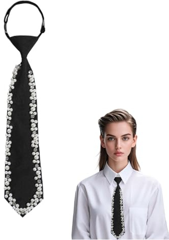 FloralGrace Cravatte da donna con perline,cravatta lunga, cravatta uniforme JK, cravatta stretta, cravatta regolabile, multicolore, L