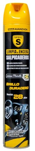 SPSIL Limpiador Abrillantador para Salpicaderos de Coche - Protección UV 28 Días y Efecto Antipolvo - Spray para Plásticos, Vinilos, Cuero Interior - Limpieza Profunda Vainilla 600ML