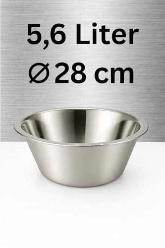 Generisch Edelstahl Schüssel Schüssel Konische Rührschüssel aus rostfreiem Edelstahl Küchenschüssel zum Backen Kochen & Anrichten Volumen 5,6 Liter 28cm Spülmaschinenfest & langlebig