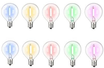 wenwendianzi Ampoule de Rechange LED G40 colorée for Guirlande Lumineuse, culot E12, 1 W(E12 220V,10PCS Mix Color_Without Cable_Yes_1W)