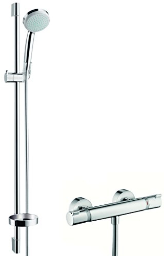 hansgrohe Croma 100 wassersparendes Thermostatset, 0,90m, 4 Strahlarten, Chrom