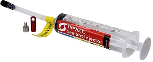 TireJect Inyector sellador de neumáticos, aplicador de jeringa de sellador sin cámara, Compatible con Presta y Schrader, fácil instalación de sellador de neumáticos para Bicicletas y Todos los