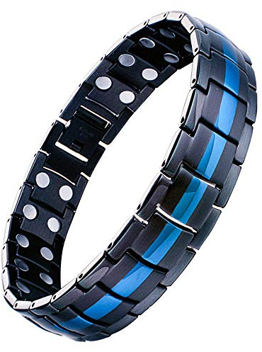 Jeracol Magnetic Bracelets Men,Effective Titanium Steel Magnetic Bracelets for Men with Double Row Strength Magnets,Adjustable Wristband with Links Removal Tool & Jewelry Gift Box