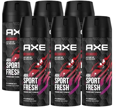 AXE Bodyspray Recharge Sport Fresh | 6x 150ml Deo ohne Aluminium Männerdeo | Deodorant Deo Spray für Herren Männer Men