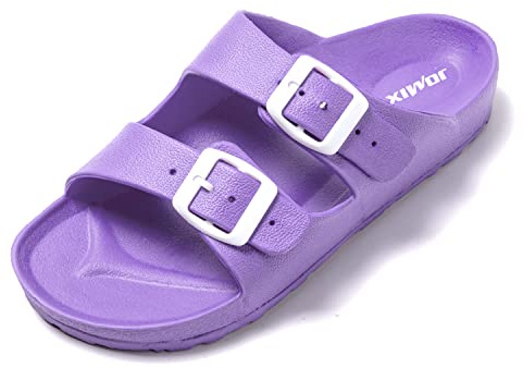 JOMIX Claquettes Femme, Tongs Femme été avec Deux Boucles Sandales Femme en EVA, Léger, Confortable et Antidérapant pour Douche Piscine Plage (A Violet, 38)