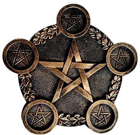 Alipis Portacandele Pentacolo a Forma Di Stella 7 Punte 7.5 Pollici Portacandela Da Tavolo in Resina Decorazione Esoterica Per Altare Rituali Wicca E