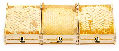 3 nido de abeja de 400 g de flores silvestres en marco de madera, peine de miel natural puro, sin pasteurizar 100% directamente de colmenas