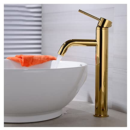 SHUGUANG Bathroom Faucet Single Handle Bathroom Sink Faucet Basin Mixer Tap, Hot and Cold Adjustable, Countertop Installation, Gold, for Kitchens, Washstand and Motorhomes, Brass