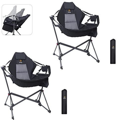 Nice C Hammock Camping Chair, Outdoor Camping Chair Rocker, Portable Swinging Sports Chair, High Back with Stand, Cup Holder, Side Pocket, Heavy Duty, Sport (2-Pack)