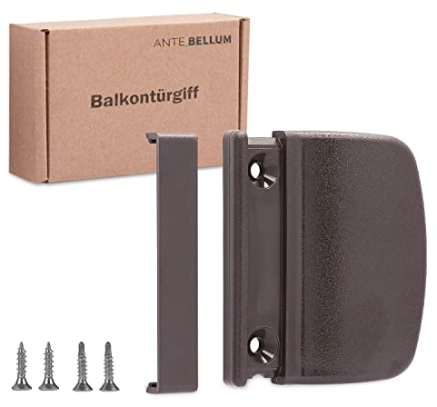 Ante bellum Balkontürgriff - Vielseitiger Türgriff für Balkon-, Terrassen- und Fliegengittertüren, Terrassentür Griff incl. Schrauben, einfache Montage ohne Bohren (Graubraun)
