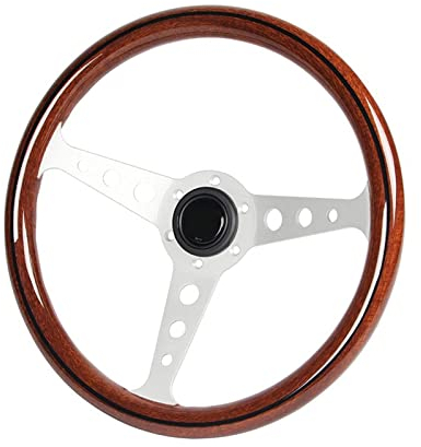 Auto 358mm Deep Dish Drifting Lenkrad Universal Kopie Holz Aluminium Auto Racing Sport Lenkrad Zubehör JHFUIOW (Color : Silber)