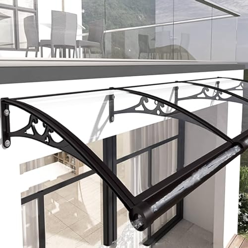Vordach Haustür,Türdach,Balkon,Pavillion,Regenfest,Vordach für Haustür mit Seitenteil Rinne Aluminium Metallgestell,überdachung Kellertreppe,Hauseingang,Transparent (100X560cm/39inX220in,100cm)