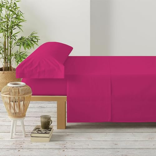 GREATOYAR Juego de Sábanas, Set de Sabanas con 3 Piezas, 1 Sábana Bajera, 1 Sábana Encimera y 1 Funda de Almohada Larga, 3 Piezas, 100% Poliéster, para Cama 135x190cm, para Cama 135x200cm, Fucsia