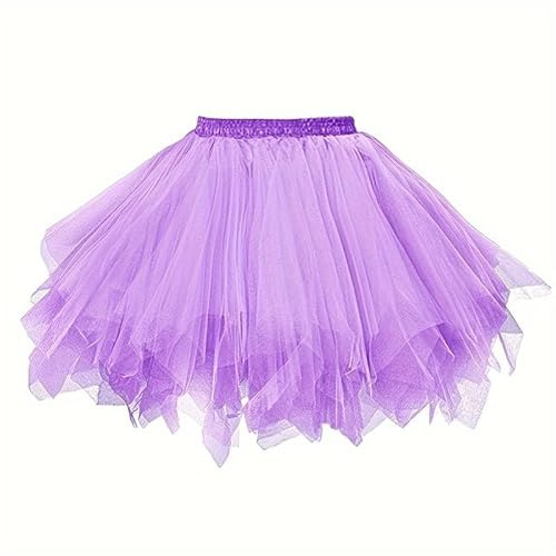 Boolavard Adulte Femmes 80's Tutu Jupe Couches Tulle Jupon Halloween Tutu (FR/ES, Alpha/Lettres, S, M, Taille Normale, Taille Normale, Violet)