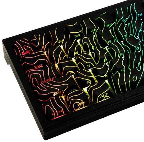 JakeTsai PBT keycaps, 128 Keys Side Engraved Transparent Keycap Set Cherry Profile Backlit Keycaps for Cherry MX Switch ASIN/ISO Layout Mechanical Keyboard