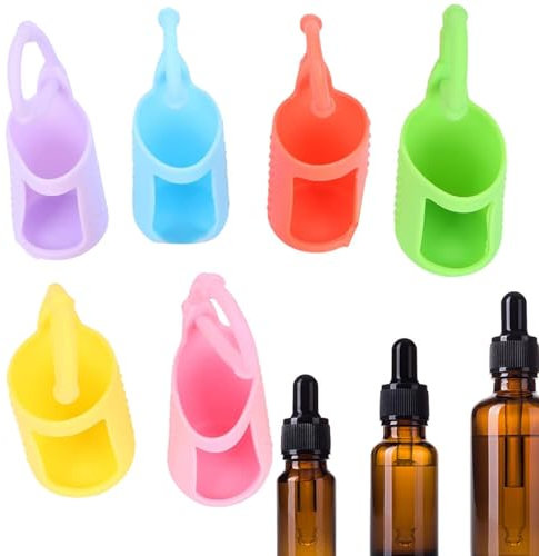 Manicotto in silicone per bottiglia a rullo, manicotti per bottiglia in silicone da viaggio - Custodia per il trasporto di bottiglie di olio 6X,Portabottiglie per olio profumato da 15 ml con corda sos