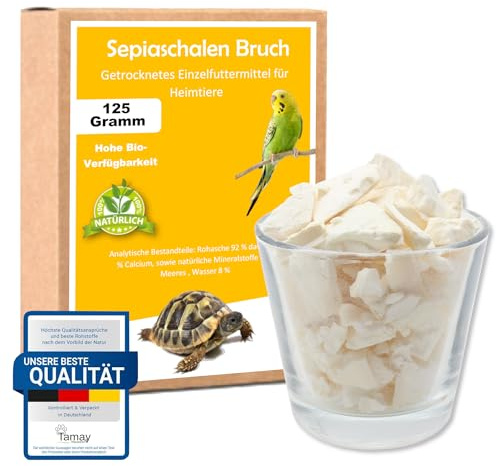 Tamay Seppia rottura in qualità premium (125 g), ottimale calcio e vitamina per tartarughe, barbagame, gechi, rettili – calce, calcare, accessori terrari