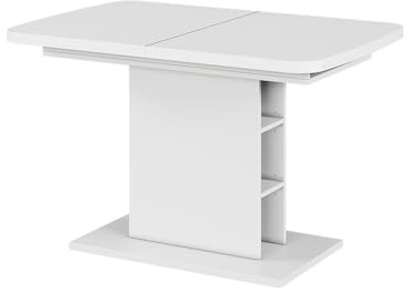 Vicco Table de Salle à Manger Fenaro, Blanc, 120x80cm avec Compartiments Ouverts, Extensible pour Une Adaptation Variable à la Taille de la Table