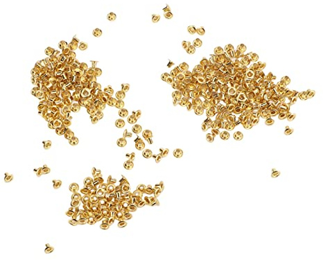 Akozon Remaches Decorativos 500 Piezas Remaches Huecos Agujero Pasante Huecos Decorativos de Latón Hebillas de Ojo de Cobre Artesanía en Cuero - Arte, Manualidades y Costura (4,8x2,3x3,5 mm)