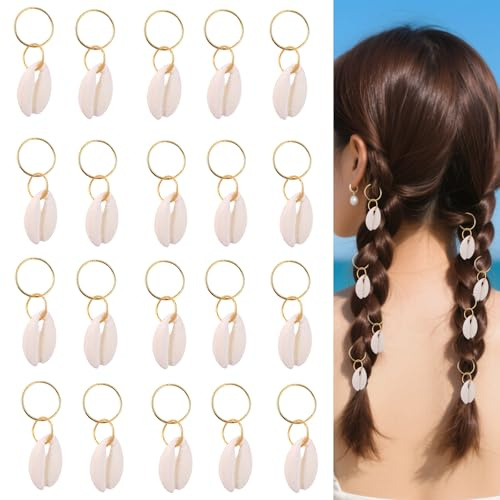 20pz Fermagli Capelli Conchiglia per Donna, Stile Boho Anelli per Trecce Accessori Capelli a Forma di Conchiglia for Trecce Fai Da Te Code di Cavallo e Dreadlock