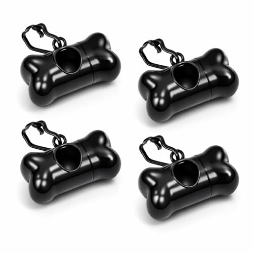4 PCS Dog Poop Bag Holder, Dog Poop Bag Dispenser with Clip, Compact Poo Bag Dispenser and Dog Waste Holder for Leash or Belt, Practical Dog Walking Bag Accessory for Outdoor Walks