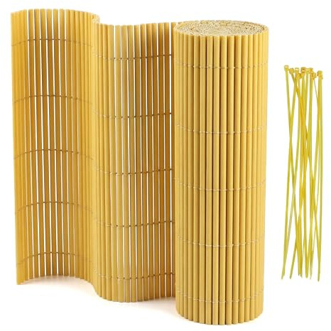 Peviasot Natte brise-vue en PVC pour balcon - 90 x 400 cm + 90 x 500 cm - Tube rond avec bandes de renfort - Brise-vue pour balcon, sans perçage - Protection contre le vent et les regards indiscrets