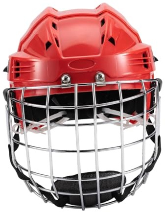 FytStycale Casco da Hockey su Ghiaccio, Casco, Casco Sportivo, Imbottitura per La Testa, Accessorio per Allenamento con Chiusura Regolabile, Adatto per Hockey su, Rosso, da 52 Cm a 58 Cm