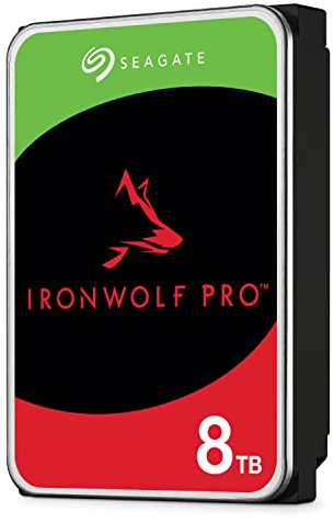 Seagate IronWolf Pro, 8 TB, NAS, Disco duro interno, HDD, CMR 3,5 SATA 6 GB/s, caché 256 MB, almacenamiento RAID, 3 años Rescue Services (ST8000NE0004)