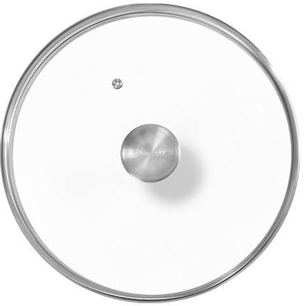 VICTORIA Tapa de cristal para sartén de hierro fundido de 25,4 cm, tapa de sartén con perilla de flujo de aire de acero inoxidable