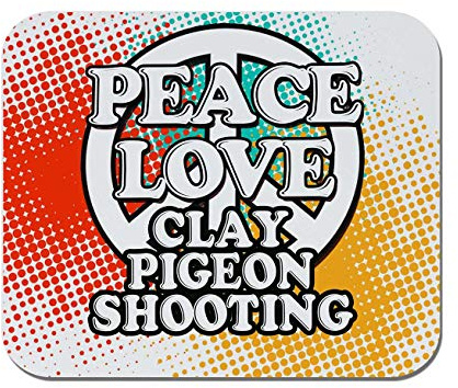 Makoroni - Peace Love Clay Pigeon Shooting - Non-Slip Rubber - Computer, Gaming, Office Mousepad