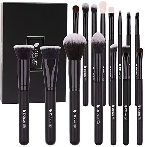 DUcare Make Up Pinsel 15 Stück Professionelle Makeup Pinselsets Premium Synthetische Schminkpinsel Kosmetikpinsel Kabuki Makeup Brushes Foundation Blending Pinsel - Schwarz