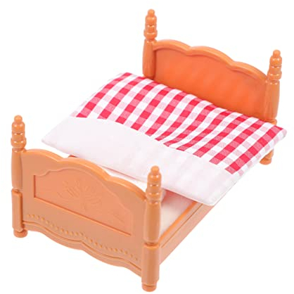 EXCEART DIY Puppenhaus Bett Miniatur MöBel 1 Set Puppenhaus Bett Miniatur Queen Mini Bettwäsche Spielzeug Möbel Zubehör