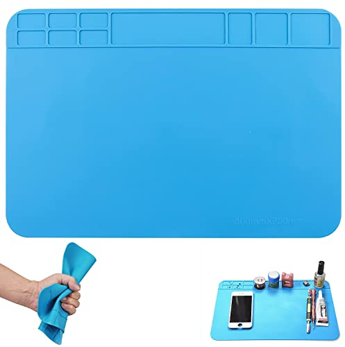 Almohadilla de Soldadura Silicona 30 x 20 cm Tapete de Reparación 500 ℃ Estera de Soldadura Resistente a Alta Temperatura para estación de soldadura reparación de teléfono y computadora