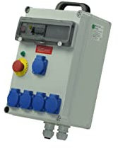 Coffret de chantier monophasé 230 Volts 40 ampères, équipé de 5 prises 10/16 A 230 Volts. Coffret d'étage pour assurer l’alimentation électrique provisoire de chantiers, évènements festifs...IP44/IK08