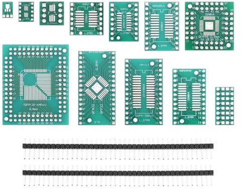 eMagTech 51 Stück 12 Arten CMS auf DIP Adapterkarten-Set SOP8 SOP10 SOP14 SOP16 SOP20 SOP24 SOP28 0402/0603/0805 SMT SOT89/SOT223 TQFP100 QFN32 QFN32 QFN32 Q100 FN44 / 48 mit 2,54 mm PCB-Steckern